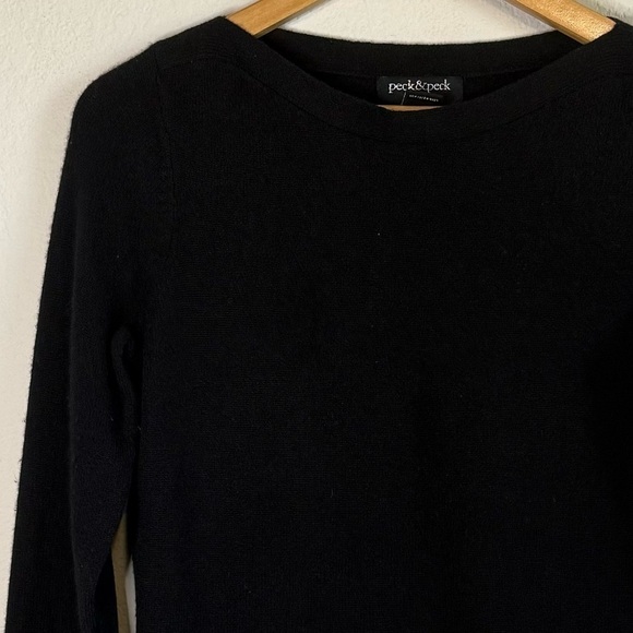 Peck & Peck Black 2 Ply Cashmere Super Soft Long Sleeve Crewneck Sweater Small - Picture 3 of 9